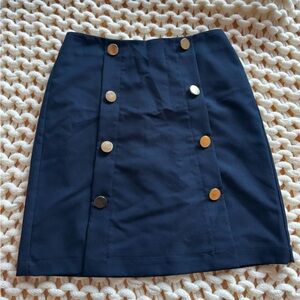 LOFT Navy Skirt with Gold Accents